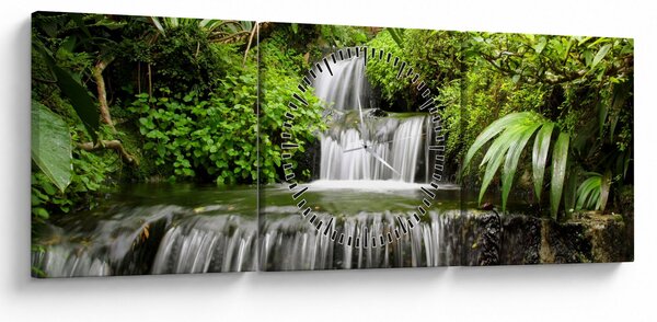Kép - vízesés az esőerdőben (órával) (90x30 cm)