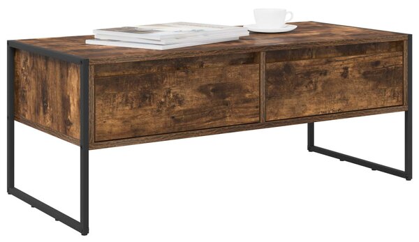 Dohányzóasztal fiókkal Füstös tölgy 100 x 46 x 40 cm Faanyag