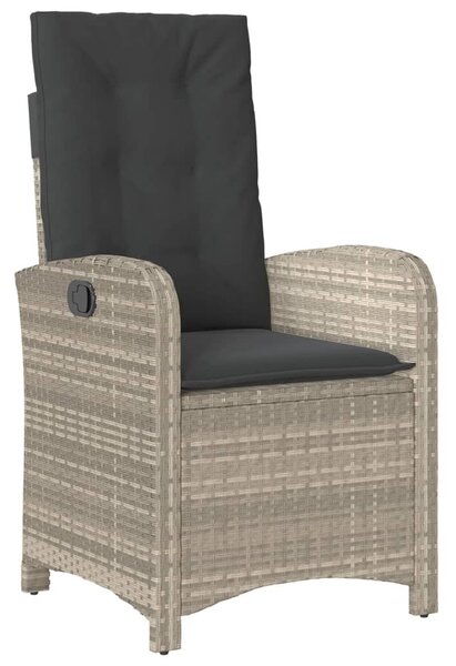 Világosszürke polyrattan dönthető kerti szék párnával