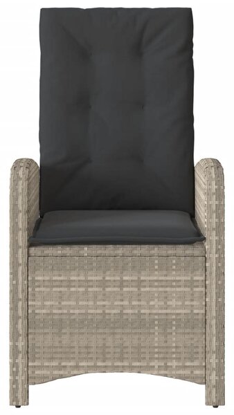 Világosszürke polyrattan dönthető kerti szék párnával