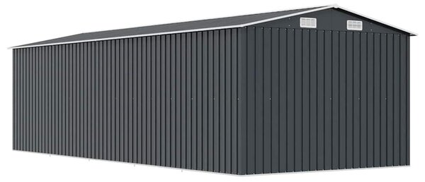 Antracitszürke fém kerti fészer 257 x 580 x 181 cm