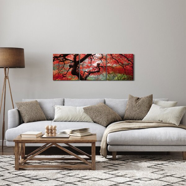 Red Japanese Maple, Portland, Oregon képe (órával) (90x30 cm)