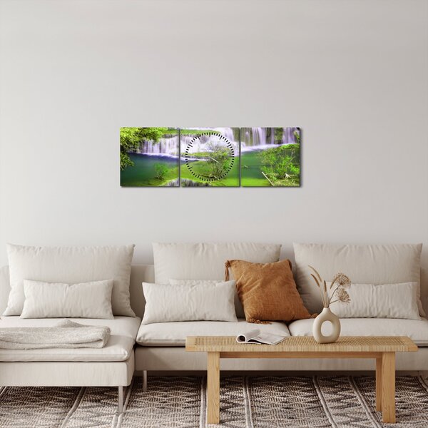 Kép - Huay Mae Khamin vízesések, Kanchanaburi, Thaiföld (órával) (90x30 cm)
