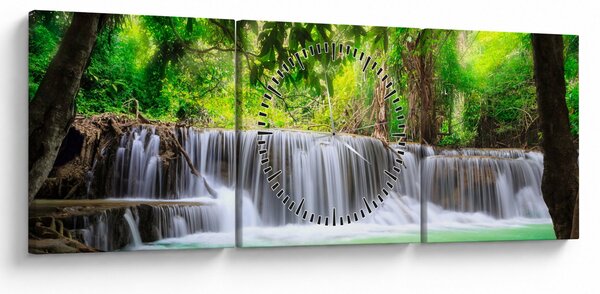 Kép egy vízesésről Kanchanaburiban, Thaiföldön (órával) (90x30 cm)