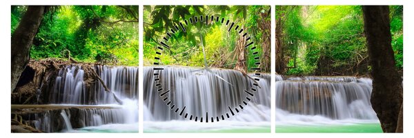 Kép egy vízesésről Kanchanaburiban, Thaiföldön (órával) (90x30 cm)
