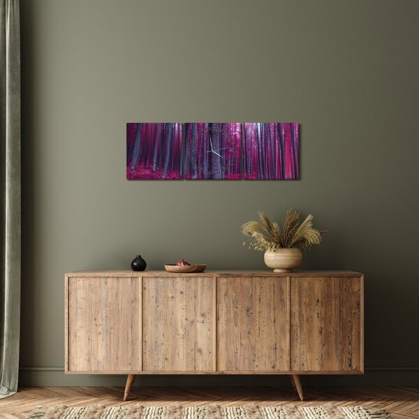 Egy rózsaszín erdő képe (órával) (90x30 cm)