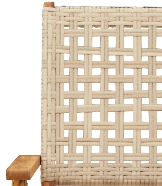 VidaXL 7 részes bézs polyrattan és tömör fa kerti étkezőgarnitúra