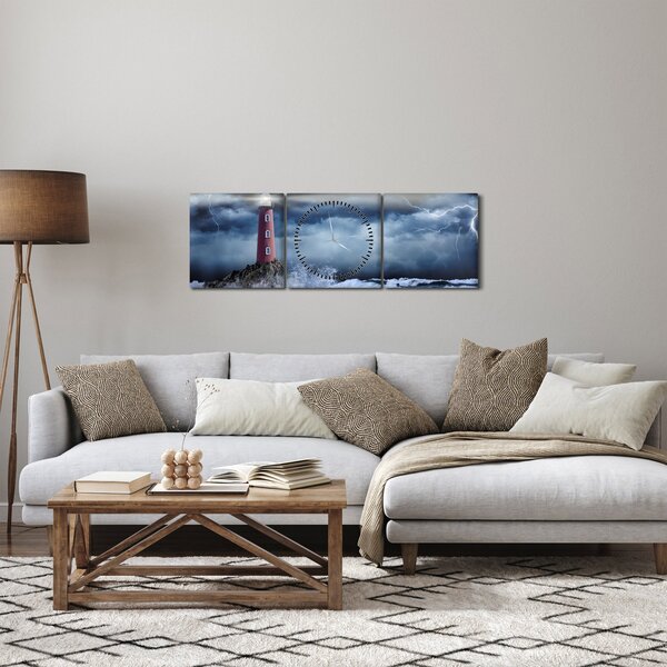 Kép - Világítótorony egy sziklán (órával) (90x30 cm)