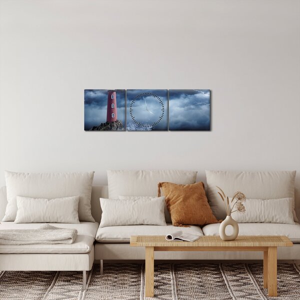 Kép - Világítótorony egy sziklán (órával) (90x30 cm)