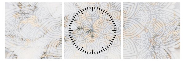 Egy fehér mandala képe (órával) (90x30 cm)