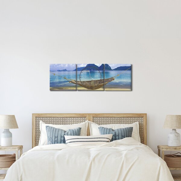 Kép - Egy függőágy képe a tengerparton 2 (órával) (90x30 cm)