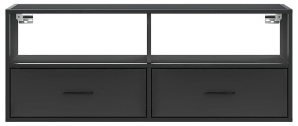 Fekete szerelt fa és fém TV-szekrény 100x31x39,5 cm