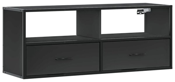 Fekete szerelt fa és fém TV-szekrény 100x31x39,5 cm