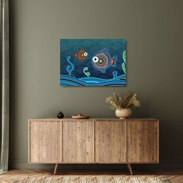 Kép - festett hal (üvegen) (70x50 cm)