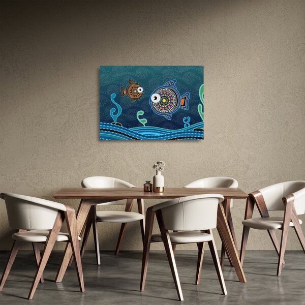 Kép - festett hal (üvegen) (70x50 cm)