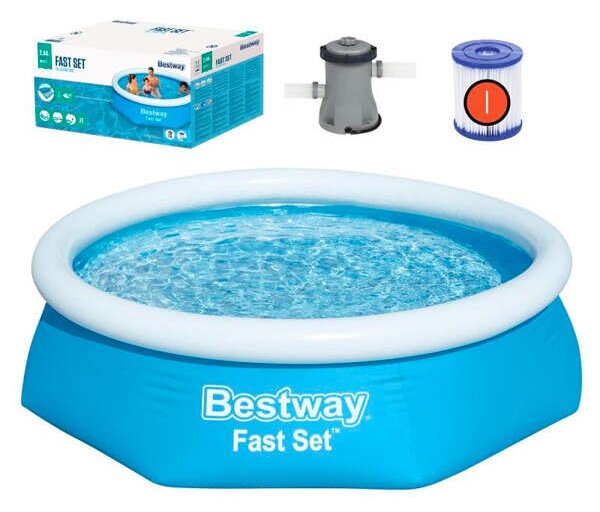 Bestway Kréta 244x66cm Puhafalú medence vízforgatóval és szűrőbetéttel (8050264) - kék