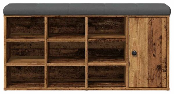 Antik fa szerelt fa cipőtároló pad 102x32x50 cm