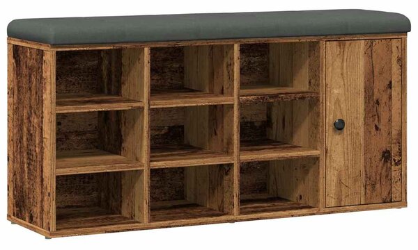 Antik fa szerelt fa cipőtároló pad 102x32x50 cm