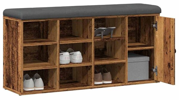 Antik fa szerelt fa cipőtároló pad 102x32x50 cm