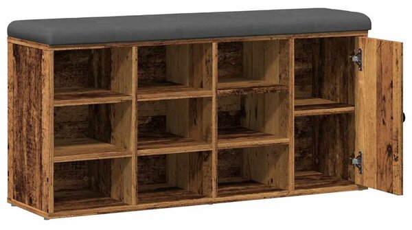 Antik fa szerelt fa cipőtároló pad 102x32x50 cm