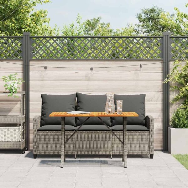 VidaXL 3 személyes szürke polyrattan kerti kanapé asztallal&párnával