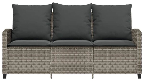 VidaXL 3 személyes szürke polyrattan kerti kanapé asztallal&párnával