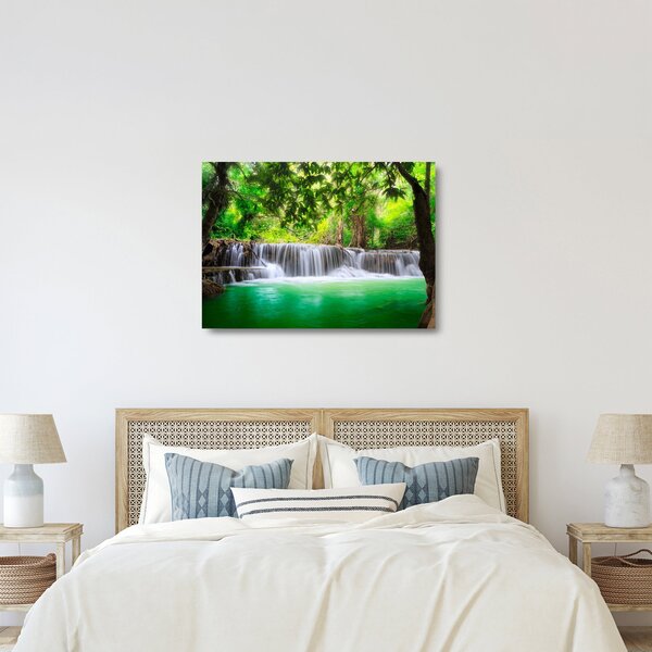 Kép egy vízesésről Kanchanaburiban, Thaiföldön (üvegen) (70x50 cm)