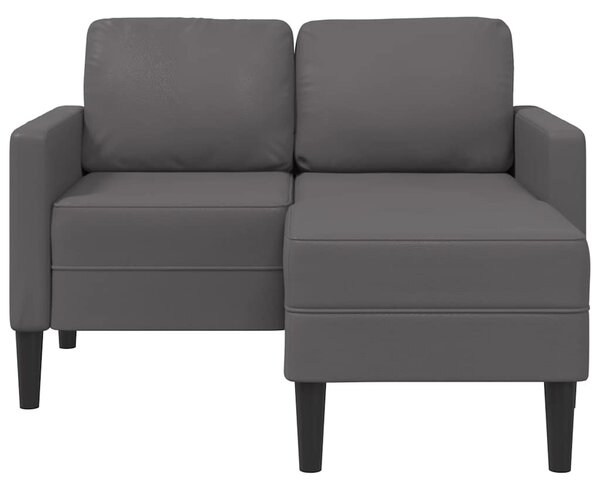 Szürke műbőr 2 üléses kanapé L-alakú kanapéval 125 cm