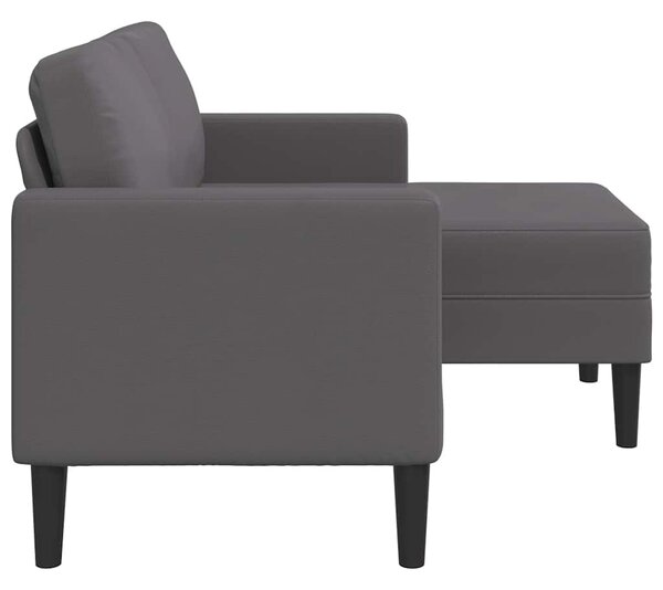 Szürke műbőr 2 üléses kanapé L-alakú kanapéval 125 cm