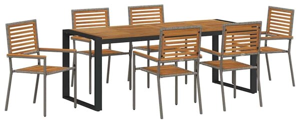 VidaXL Kert étkező szett 7 pcs Szürke és Barna polirattan