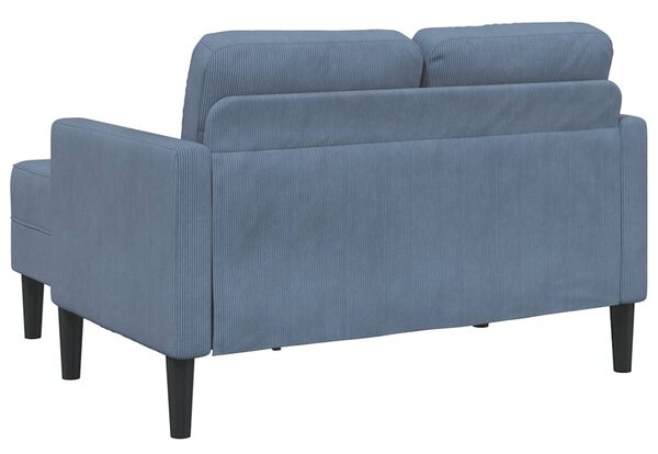 Kék vászon 2 üléses kanapé L-alakú kanapéval 125 cm