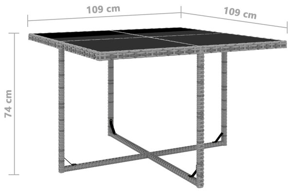 9 részes antracitszürke polyrattan étkezőszett párnákkal