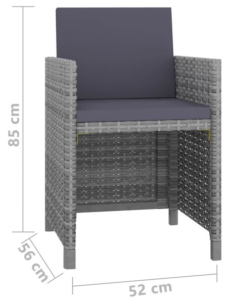 9 részes antracitszürke polyrattan étkezőszett párnákkal