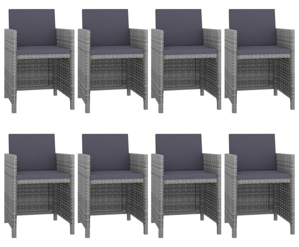 9 részes antracitszürke polyrattan étkezőszett párnákkal