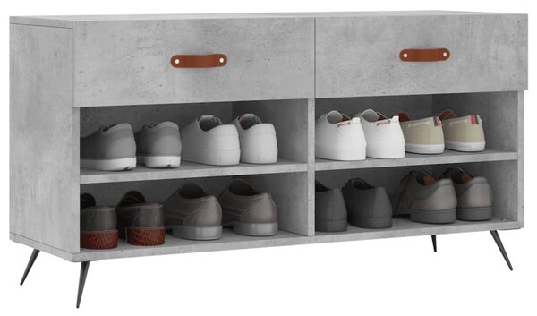 Betonszürke szerelt fa cipőpolc 102 x 35 x 55 cm