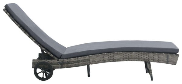 Polyrattan Napozóágy - Antracitszürke - 199x60cm