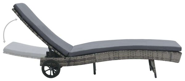 Polyrattan Napozóágy - Antracitszürke - 199x60cm