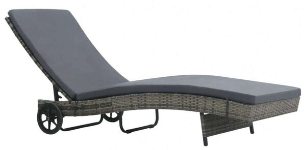 Polyrattan Napozóágy - Antracitszürke - 199x60cm