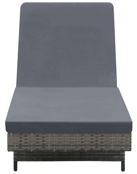 Polyrattan Napozóágy - Antracitszürke - 199x60cm