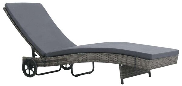 Polyrattan Napozóágy - Antracitszürke - 199x60cm