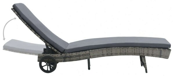 Polyrattan Napozóágy - Antracitszürke - 199x60cm