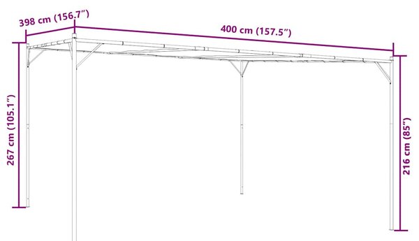 Fehér szövet és acél pavilon 4 x 4 m 180 g/m²