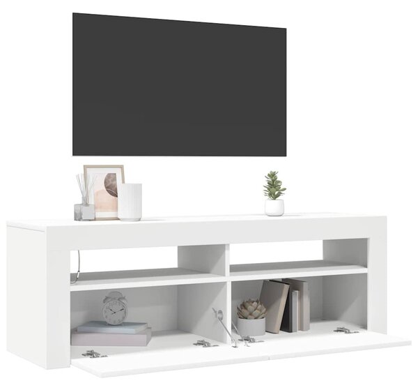 Fehér TV-szekrény LED-lámpákkal 120 x 35 x 40 cm
