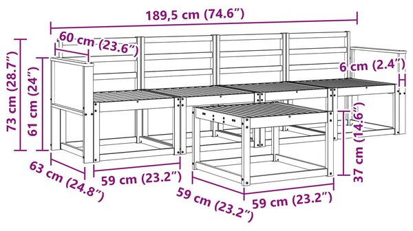 VidaXL Kültéri kanapé szett 4 db Természetes Tömör Akácfa