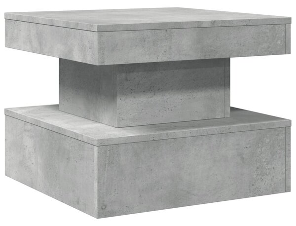 Betonszürke dohányzóasztal LED-lámpákkal 50 x 50 x 40 cm