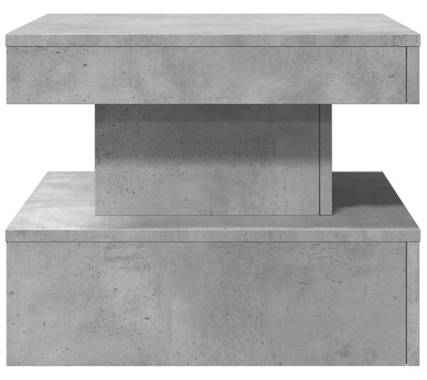 Betonszürke dohányzóasztal LED-lámpákkal 50 x 50 x 40 cm