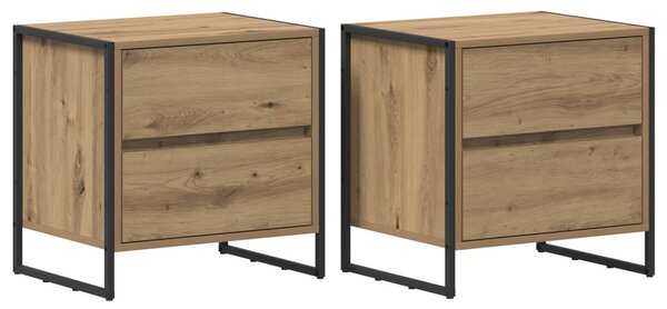 Éjjeli asztal 2 db Művészi tölgy 50 x 39.5 x 50 cm Szerelt Fa