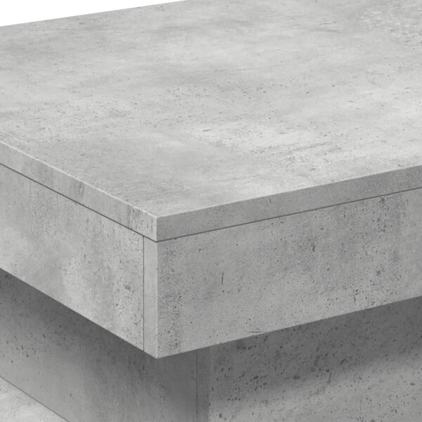 Betonszürke dohányzóasztal LED-lámpákkal 50 x 50 x 40 cm
