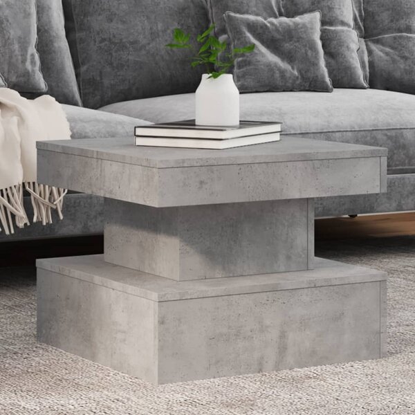 Betonszürke dohányzóasztal LED-lámpákkal 50 x 50 x 40 cm