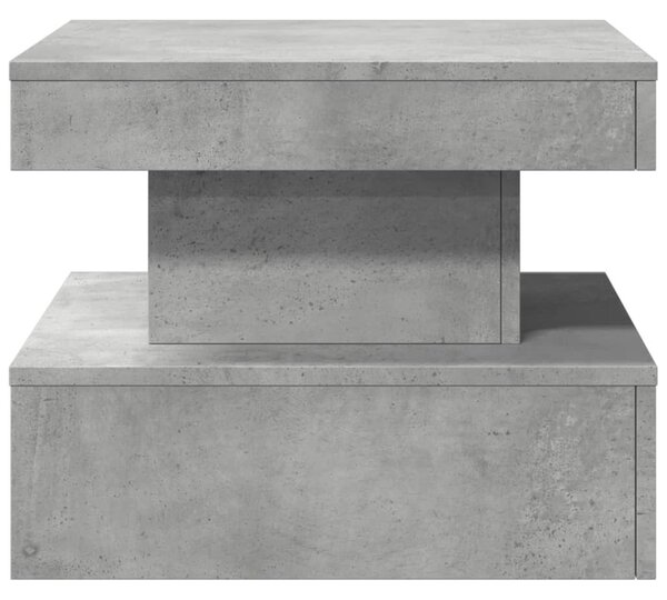Betonszürke dohányzóasztal LED-lámpákkal 50 x 50 x 40 cm